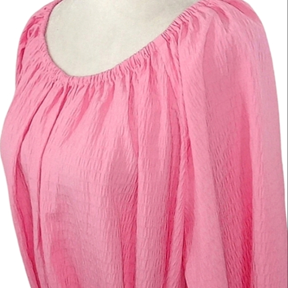 Elizabeth and James Textured Pink Balloon Sleeve Dress Sz Large - Picture 11 of 16